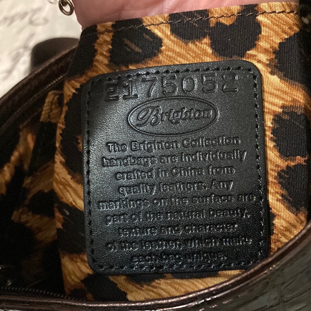 Brighton EUC Peyton Faux Crocodile Pebbled Leather Copper/Brown Bag with charm. - Picture 4 of 14
